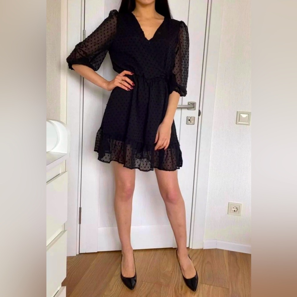 Ruffled lace chiffon Boho dress with undershorts; garterized waistband